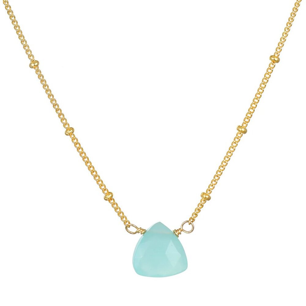 Satya Aqua Chalcedony Gold Necklace – new with tags.